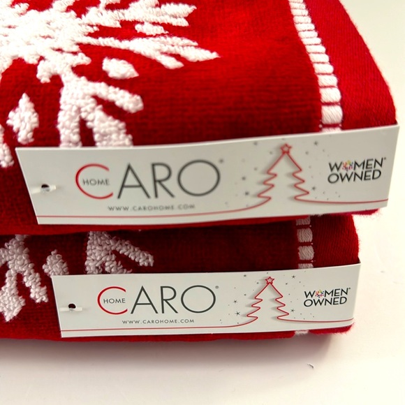 4pc Caro Home Snowflake Bath Towel Set - Holiday -  Winter Flurries -Red/W… - Picture 3 of 7